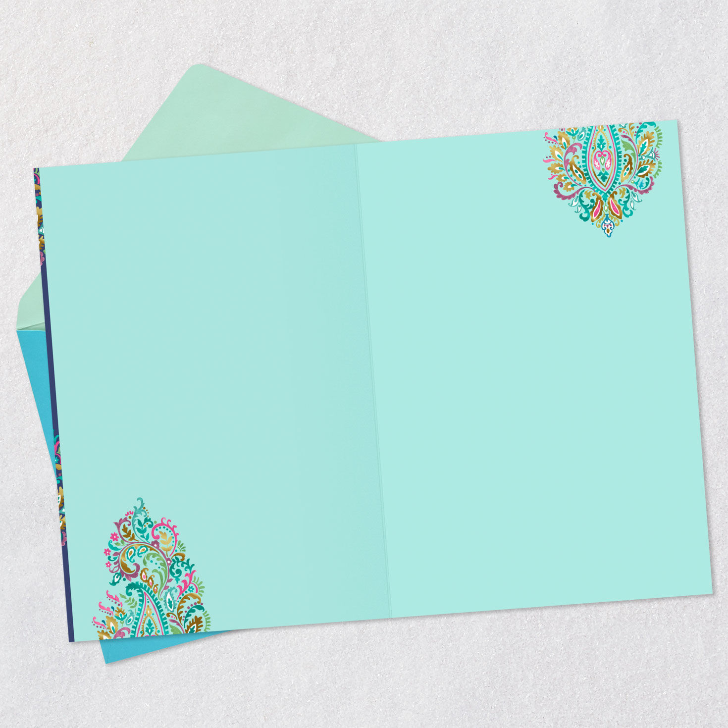 Colorful Elegant Paisley Pattern Blank Card Open card with envelope image number 2