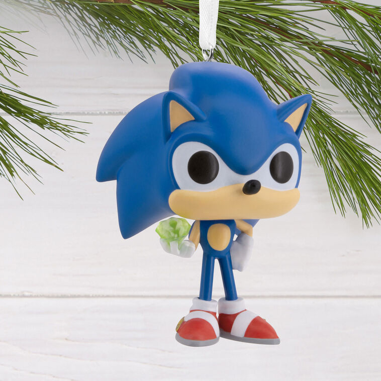 Sonic With Emerald Funko Christmas Ornament hanging on tree image number 2