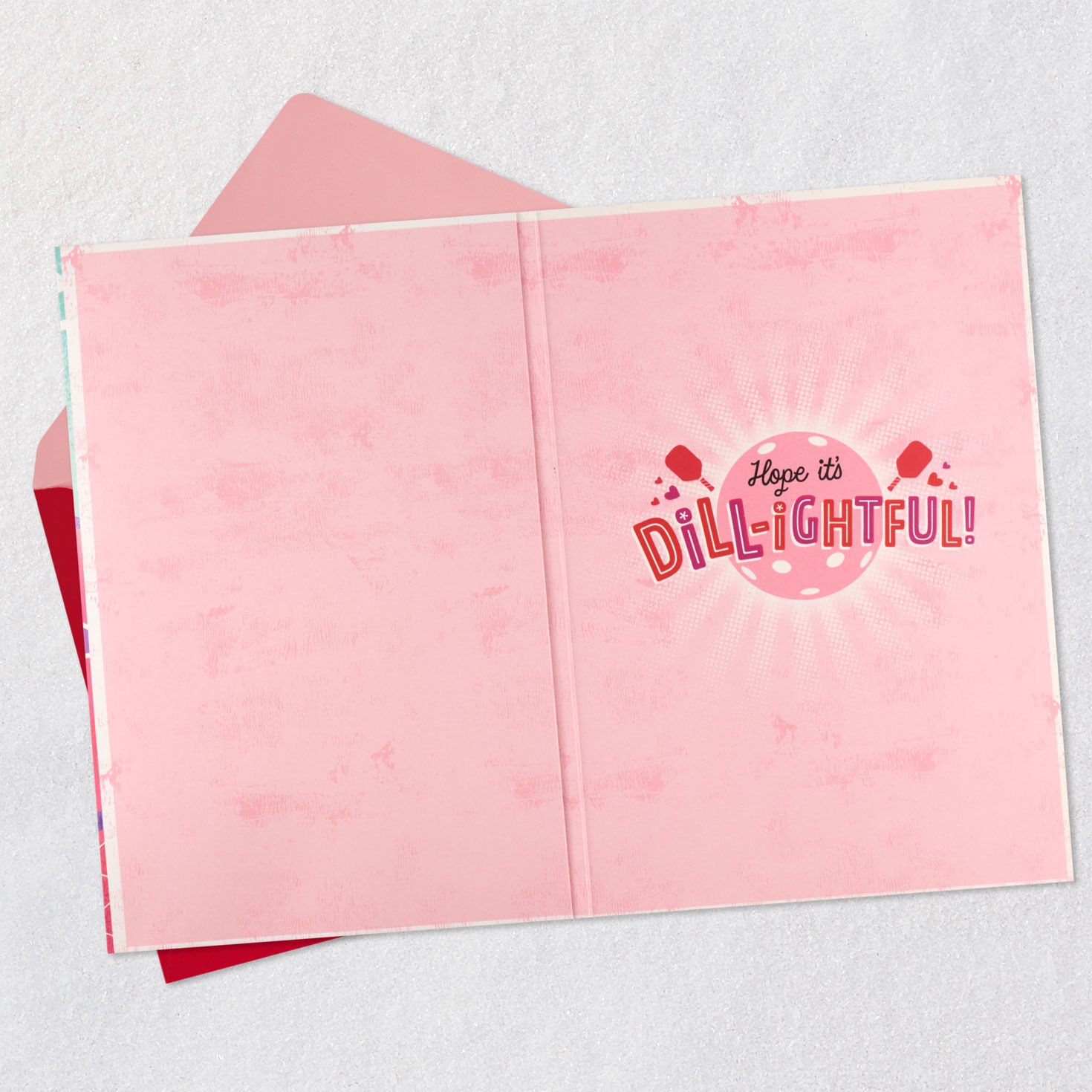 Pickleball Sound and Motion Valentine's Day Card Open card with envelope image number 3
