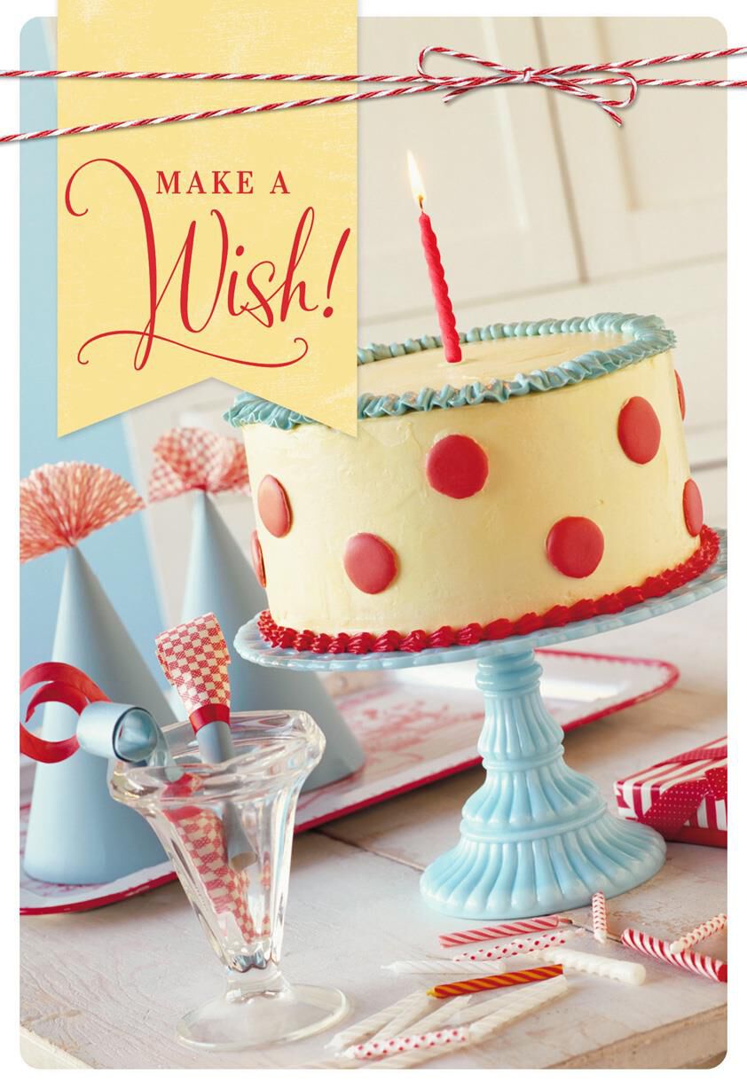Make a Wish Cake and Candle Birthday Card