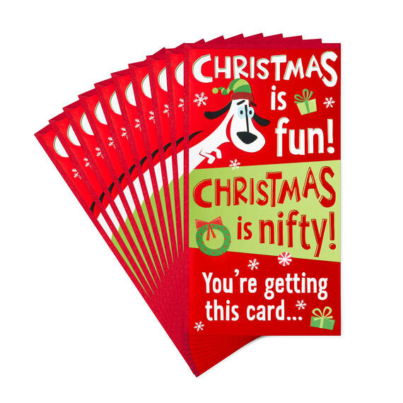 Cartoon Dog Funny Money Holder Christmas Cards, Pack of 10, , large image number 1