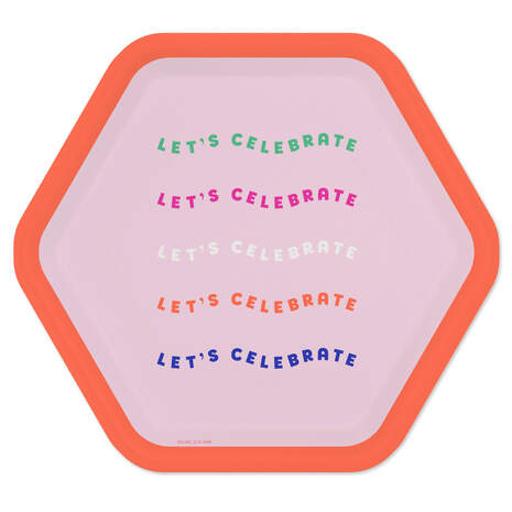 "Let's Celebrate" Hexagonal Dessert Plates, Set of 8, , large