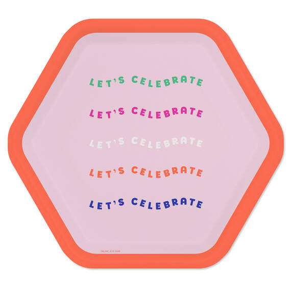 "Let's Celebrate" Hexagonal Dessert Plates, Set of 8, , large image number 1