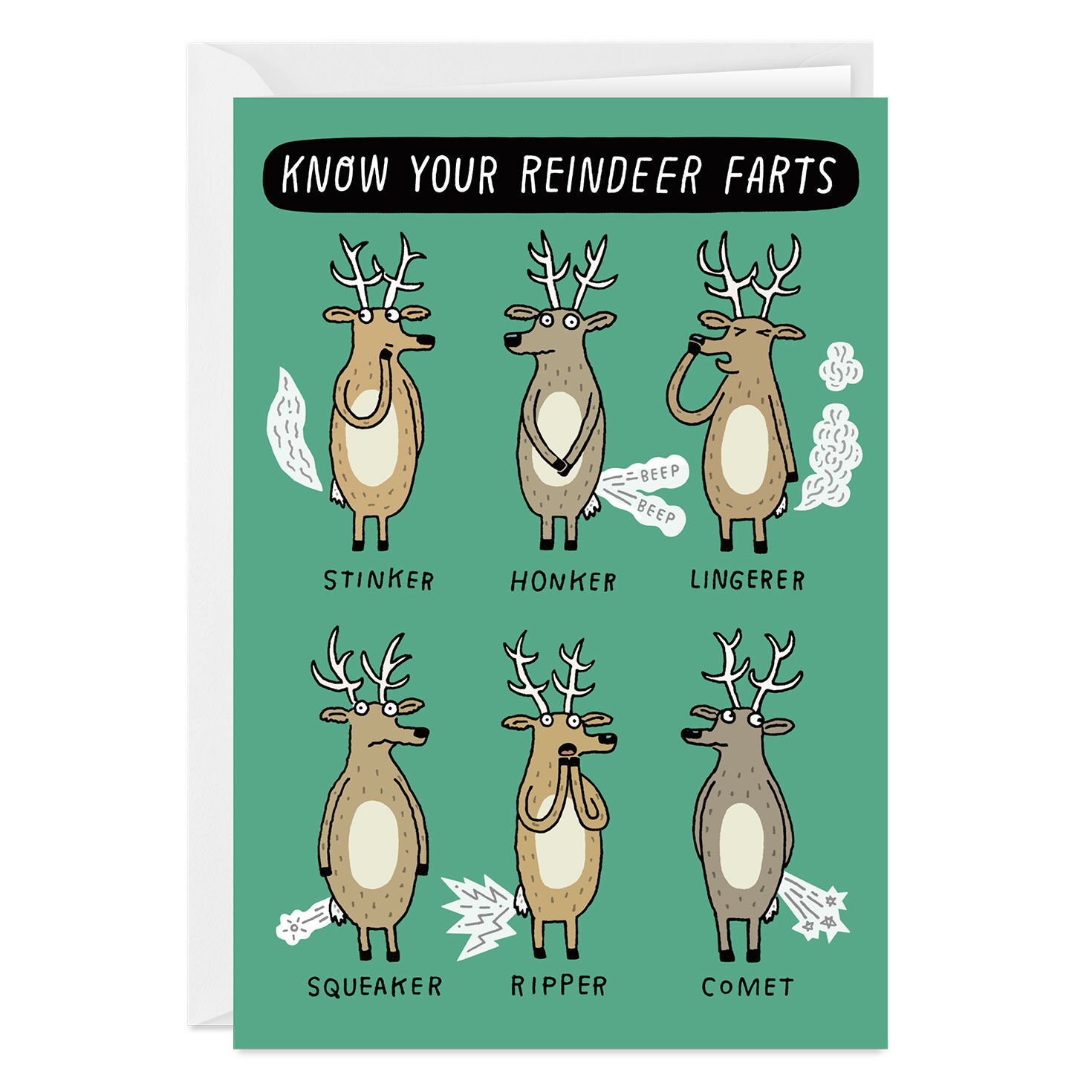 Reindeer Farts Funny Custom Christmas Card