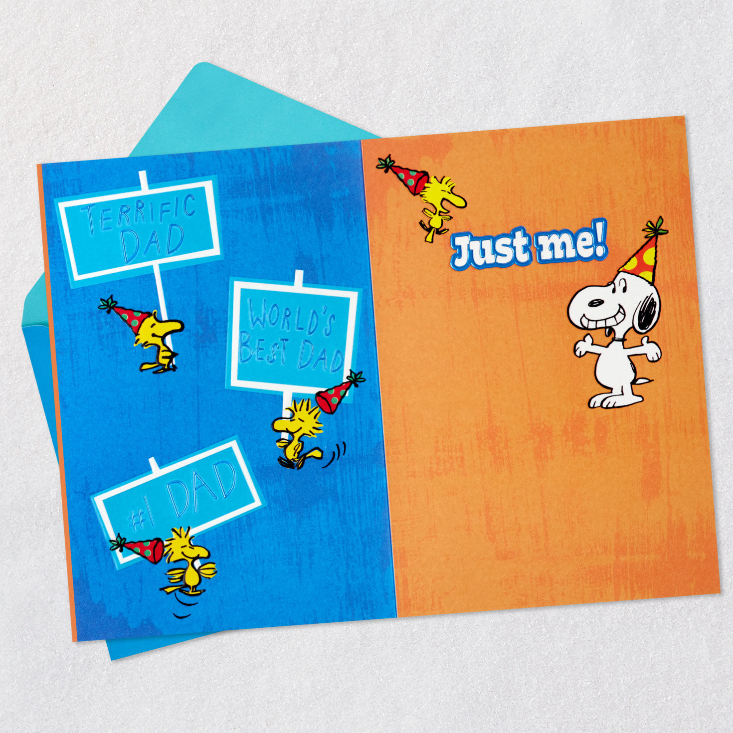 Peanuts Snoopy & Woodstock Best Dad Funny Birthday Card Open card with envelope image number 3