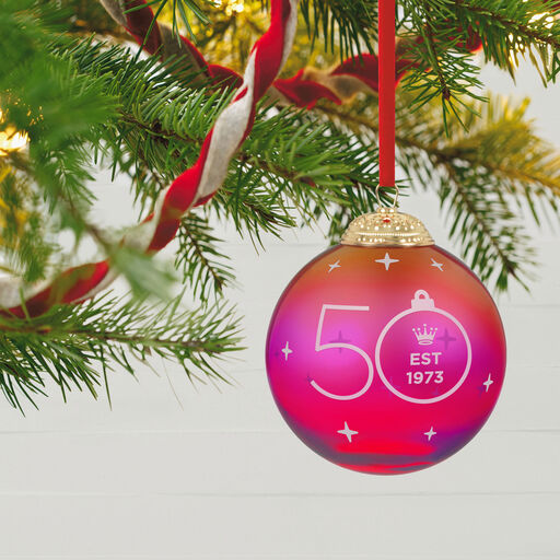Keepsake Ornament 50th Anniversary Christmas Commemorative Special Edition Glass and Metal Ornament, 