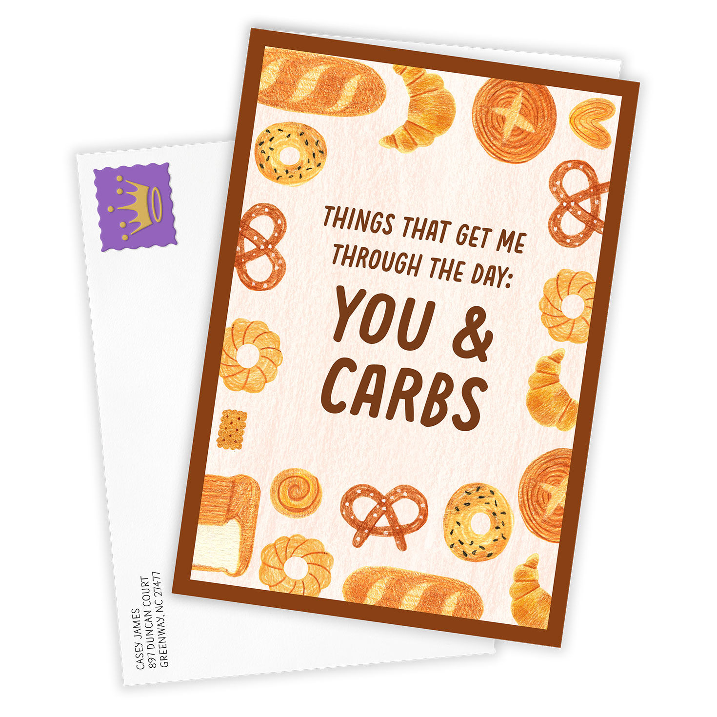 Bread Drawings Personalized Friendship Card Card Front with Envelope image number 2