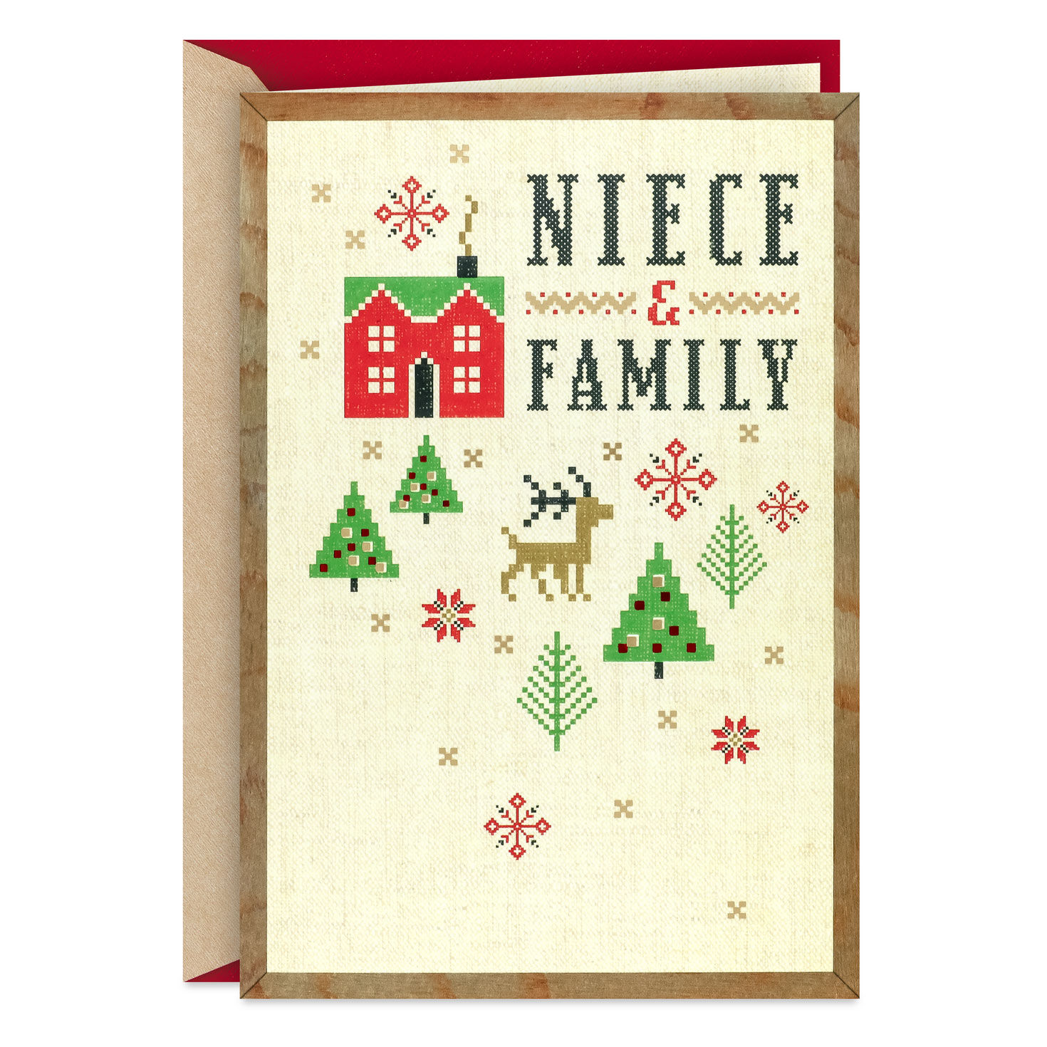 Cross-Stitch Wishes Christmas Card for Niece and Family