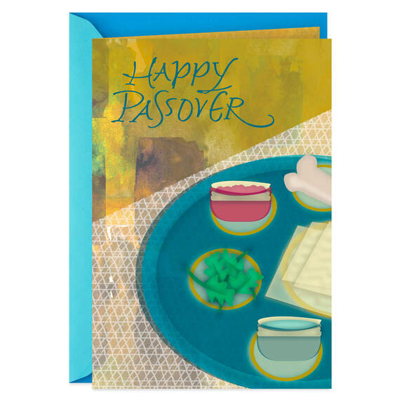 Seder Plate Painting Happy Passover Card, , large image number 1