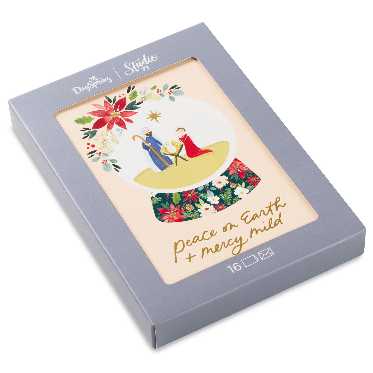 Peace on Earth Nativity Religious Boxed Christmas Cards, Pack of 16