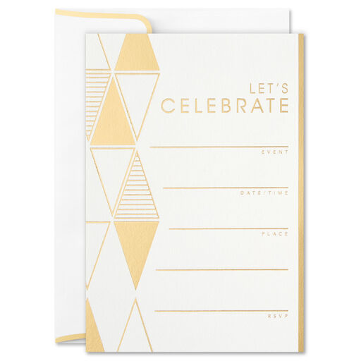 Let's Celebrate Geometric Party Invitations, Pack of 10, 