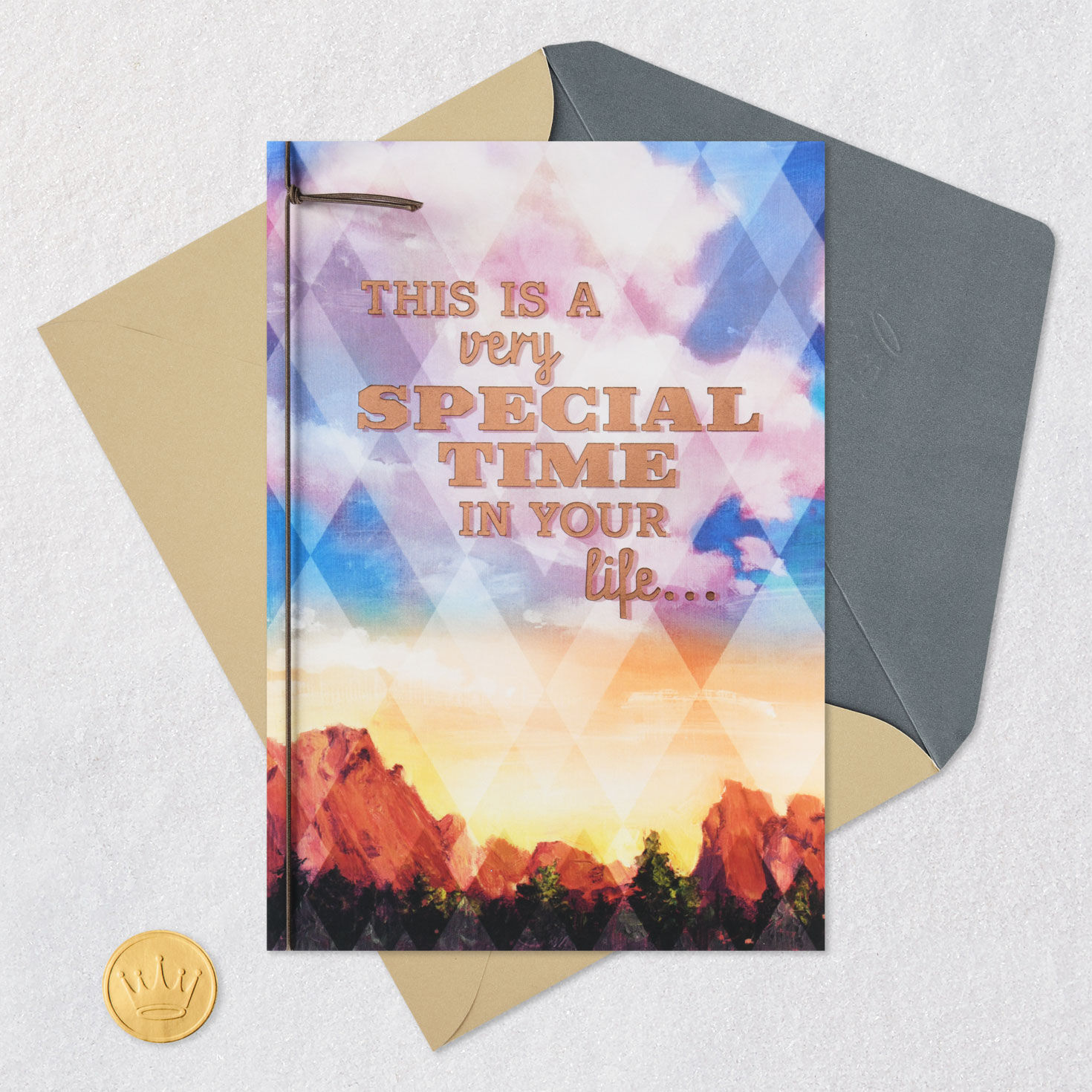 Landscape and Sunny Sky Bar Mitzvah Card for Him Card Front with Envelope and Gold Seal image number 5