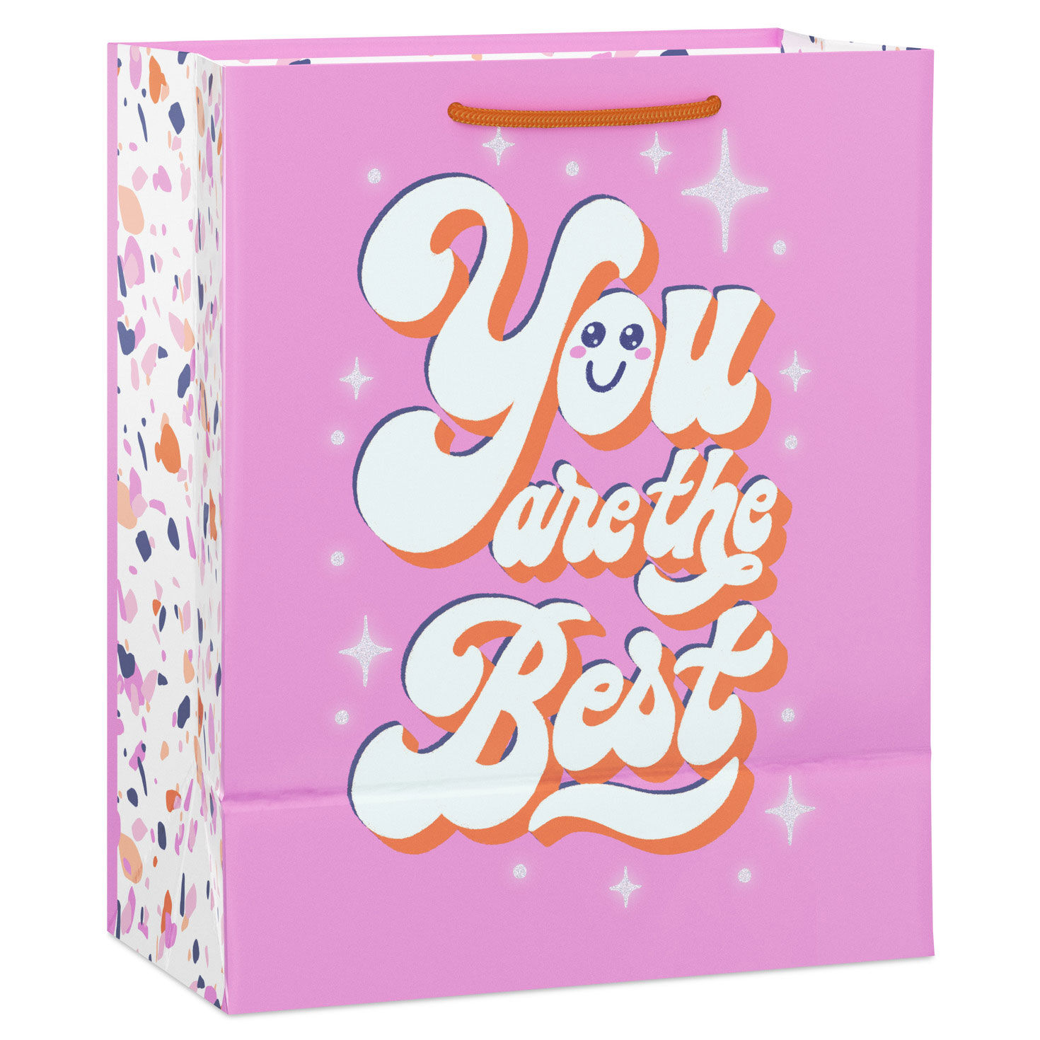 Retro Lettering Pink Medium Gift Bag Back image number 6