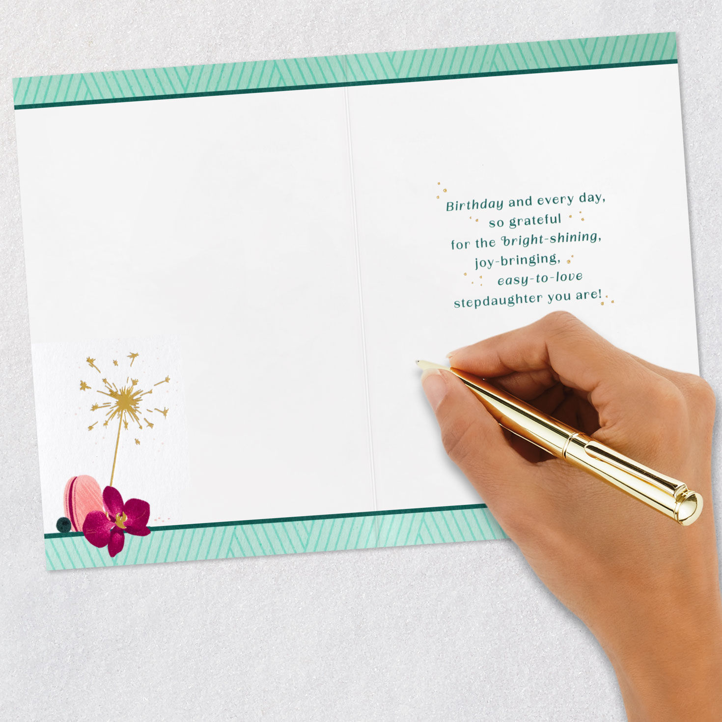 Cake With Flowers Stepdaughter Birthday Card Signing card image number 6