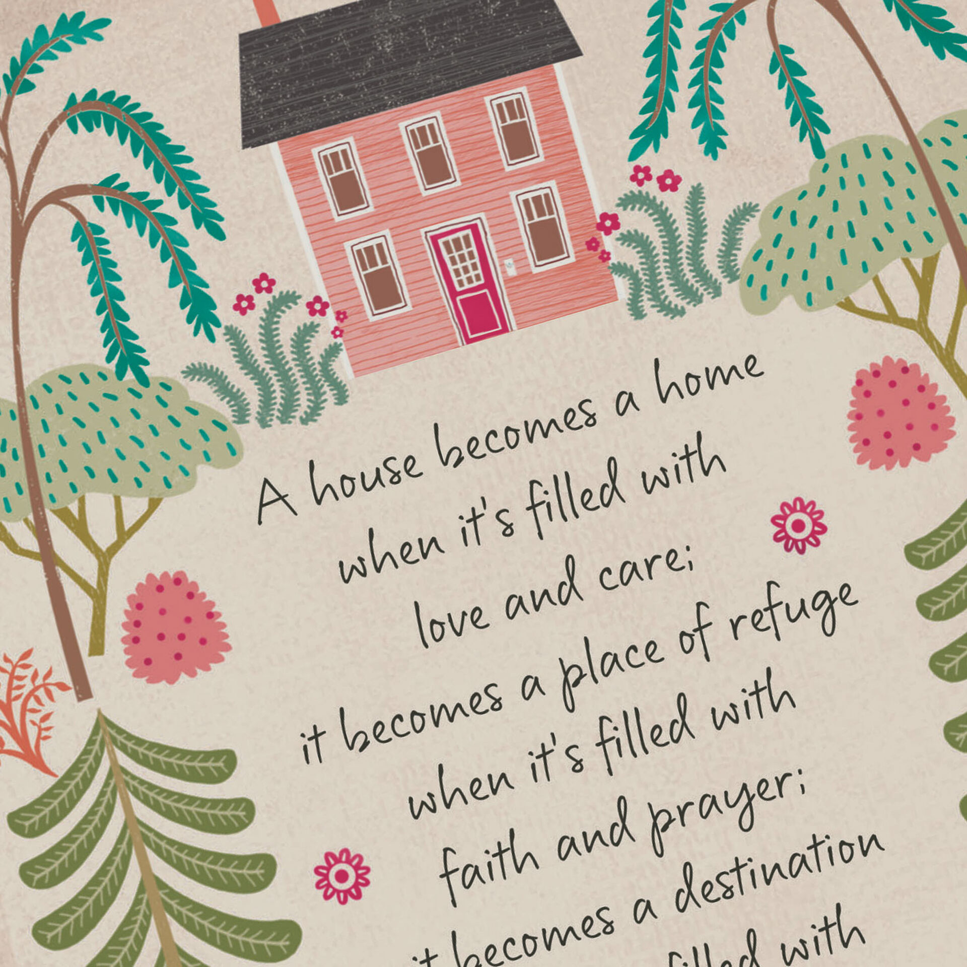 Pink House Religious New Home Congratulations Card - Greeting Cards