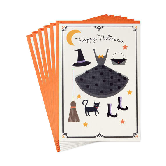 Stylish Witch Accessories Halloween Cards, Pack of 6, , large image number 1