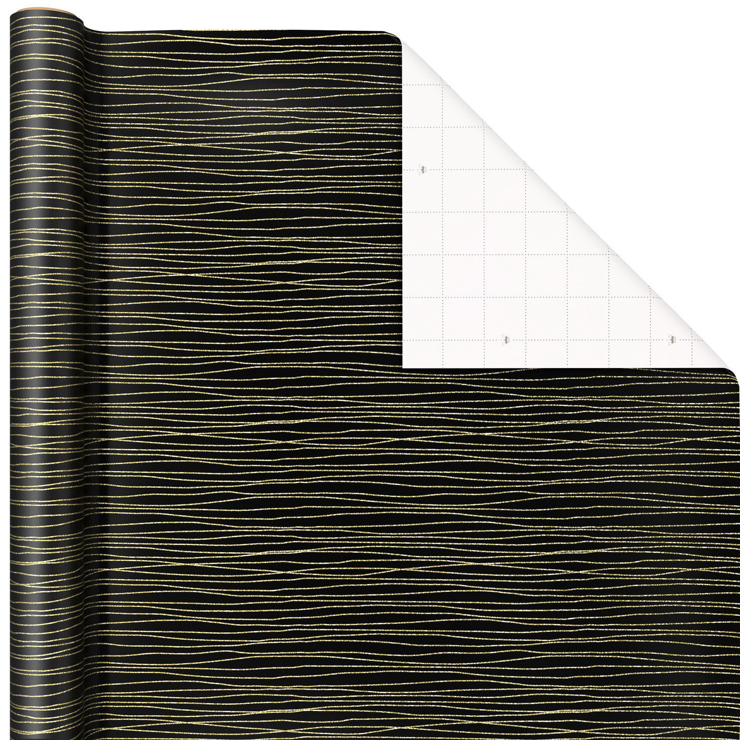 Gold Stripes on Black Wrapping Paper, 17.5 sq. ft. - Wrapping