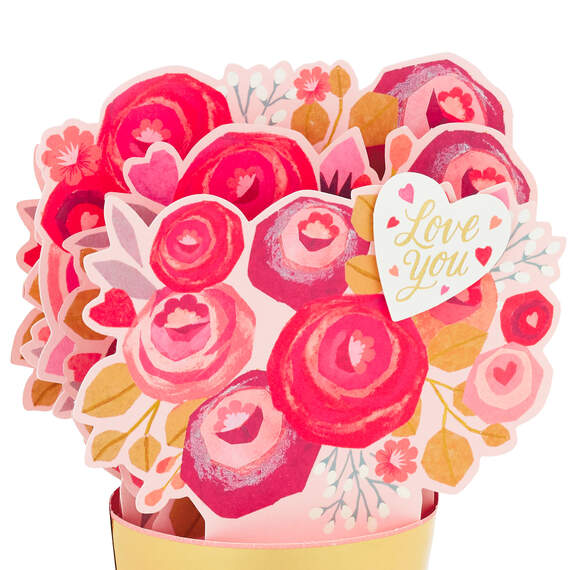 Love You Flower Vase 3D Pop-Up Valentine's Day Card, , large image number 5