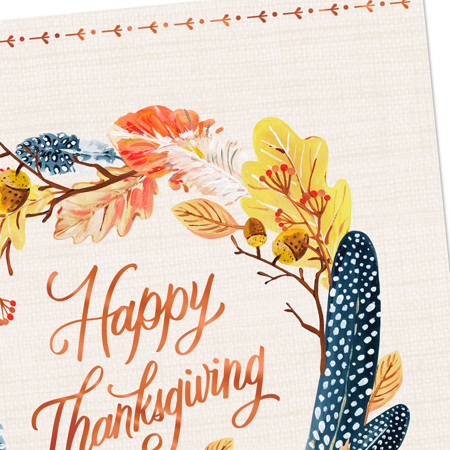 Fall Leaves Wreath Thanksgiving Card Card Front Detail image number 4