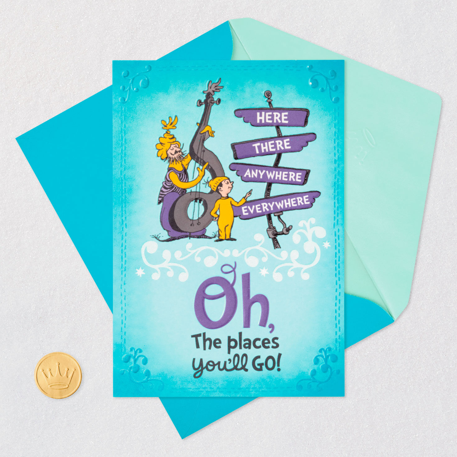 Dr Seuss Oh, the Places You'll Go Graduation Card card front with envelope and gold seal image number 7
