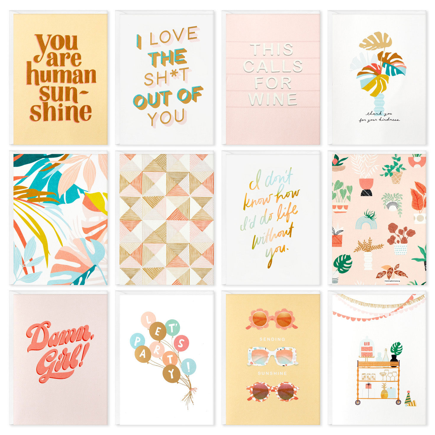 Soft Pastel Modern Wishes Booklet of Cards, Pack of 12