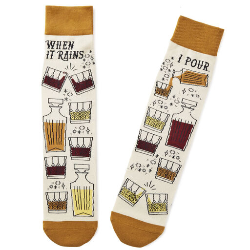 When It Rains, I Pour Funny Crew Socks, 
