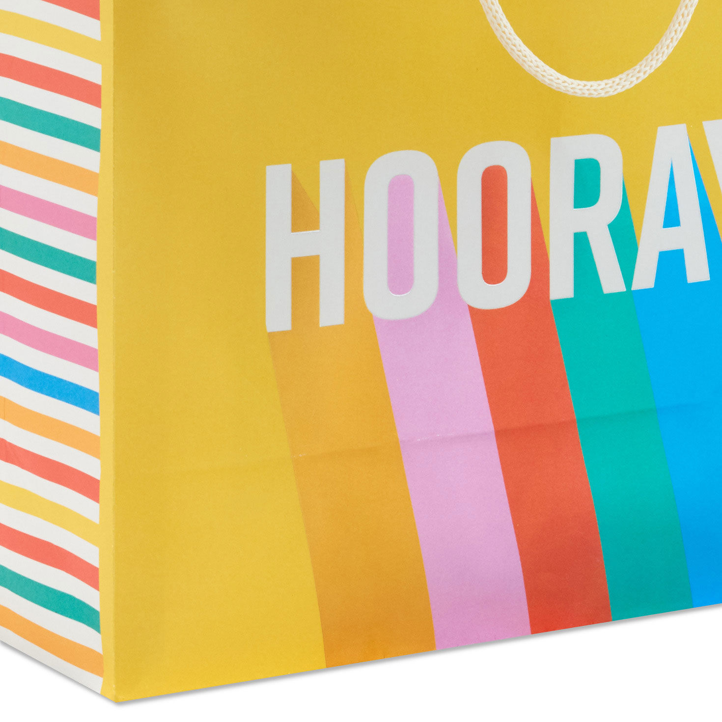 Hooray on Yellow Medium Horizontal Gift Bag Base/Side Detail image number 5
