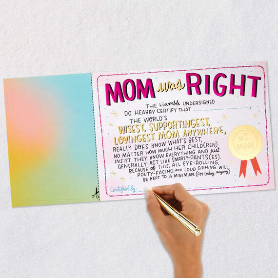 You Were Right Certificate Funny Birthday Card for Mom, , large image number 7