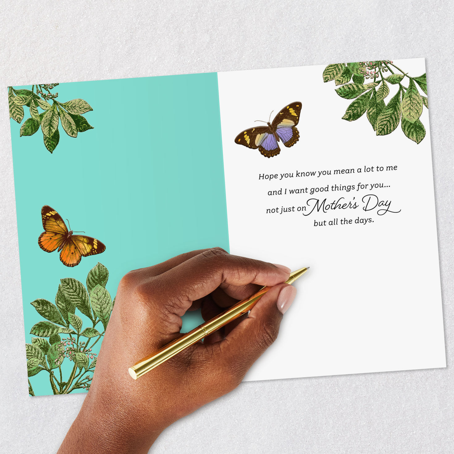 Butterflies on Mint Green Mother's Day Card Signing card image number 6