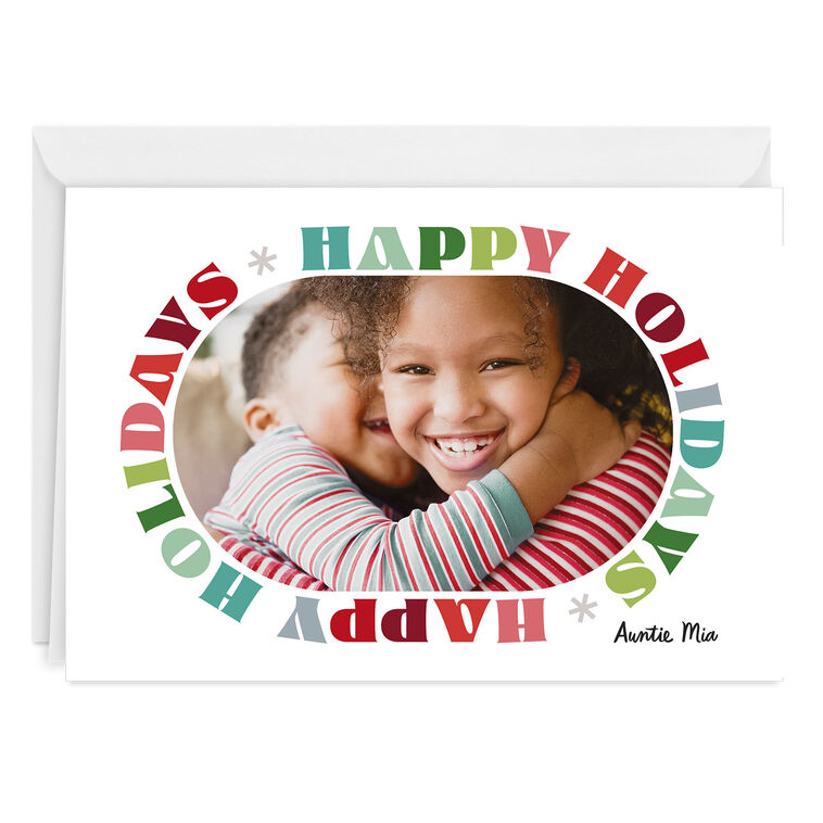 Colorful Block Letters Custom Holiday Card