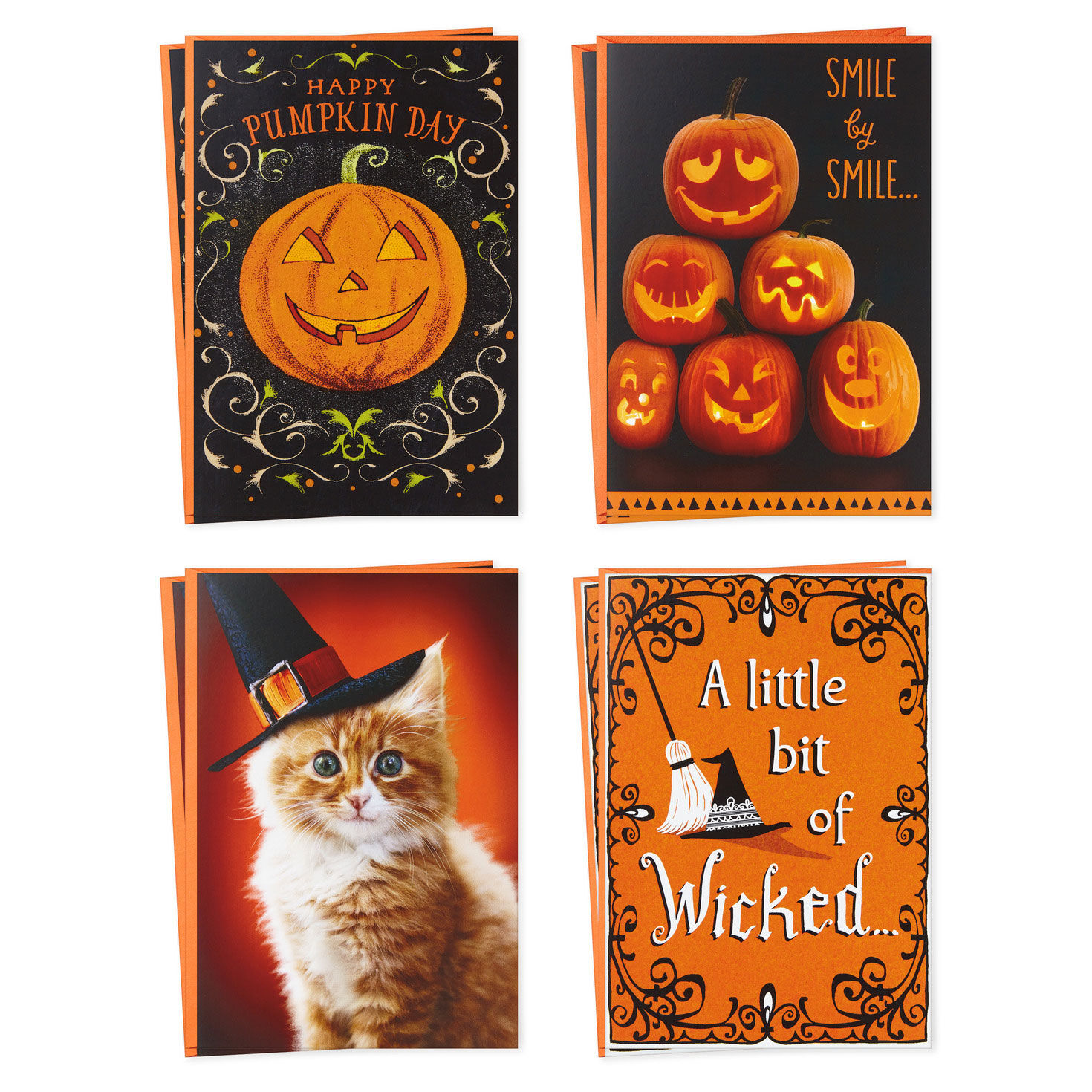 Pumpkins and Witches Assorted Halloween Cards, Pack of 8, , large image number 1