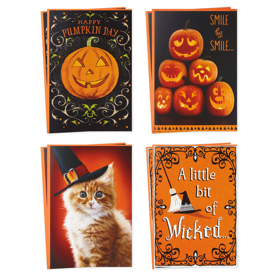 Jack-o'-Lanterns and Witches Assorted Halloween Cards, Pack of 8