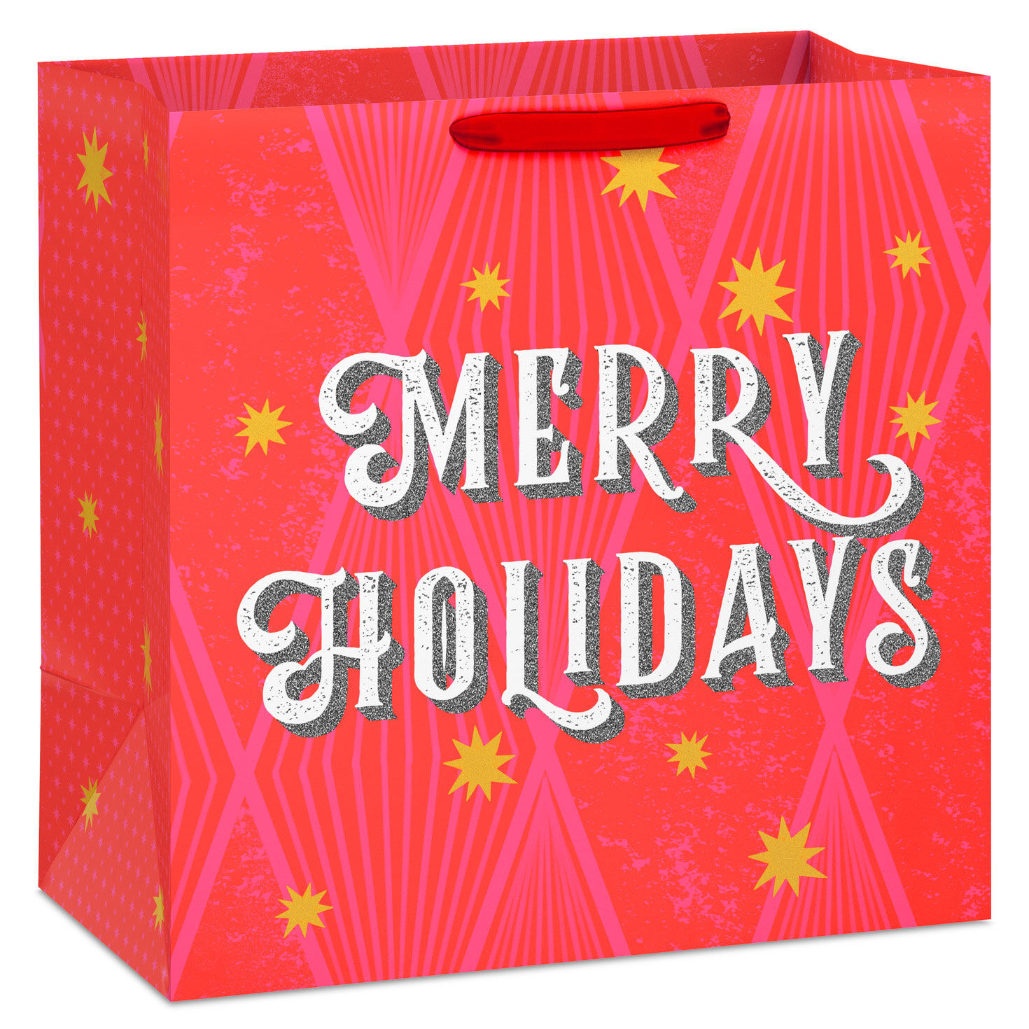 15" Glittery Red and Pink Extra-Deep Christmas Gift Bag