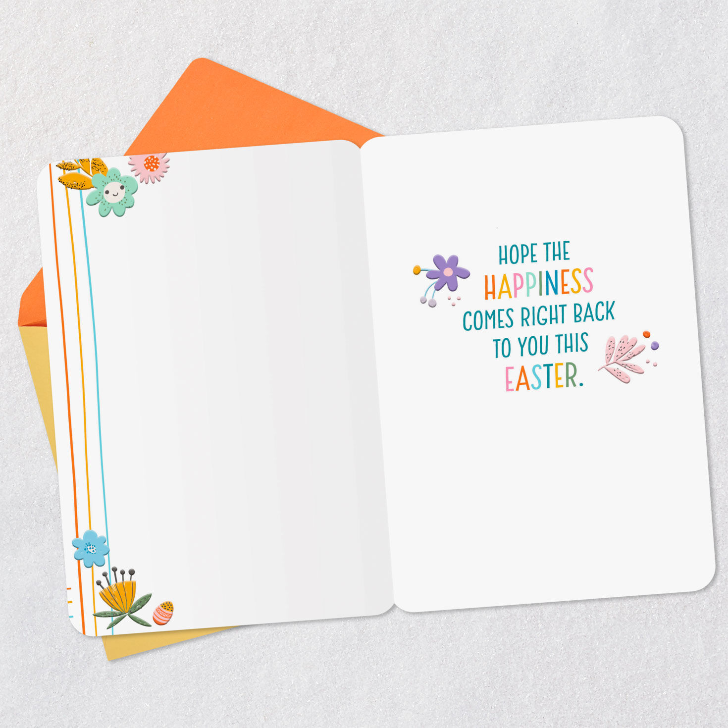 Rainbow Flowers Granddaughter Easter Card Open card with envelope image number 3