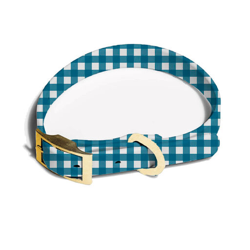 Mary Square Navy Blue Gingham Dog Collar, 