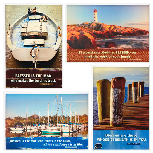 DaySpring Nautical Assorted Religious Birthday Cards, Box of 12, 