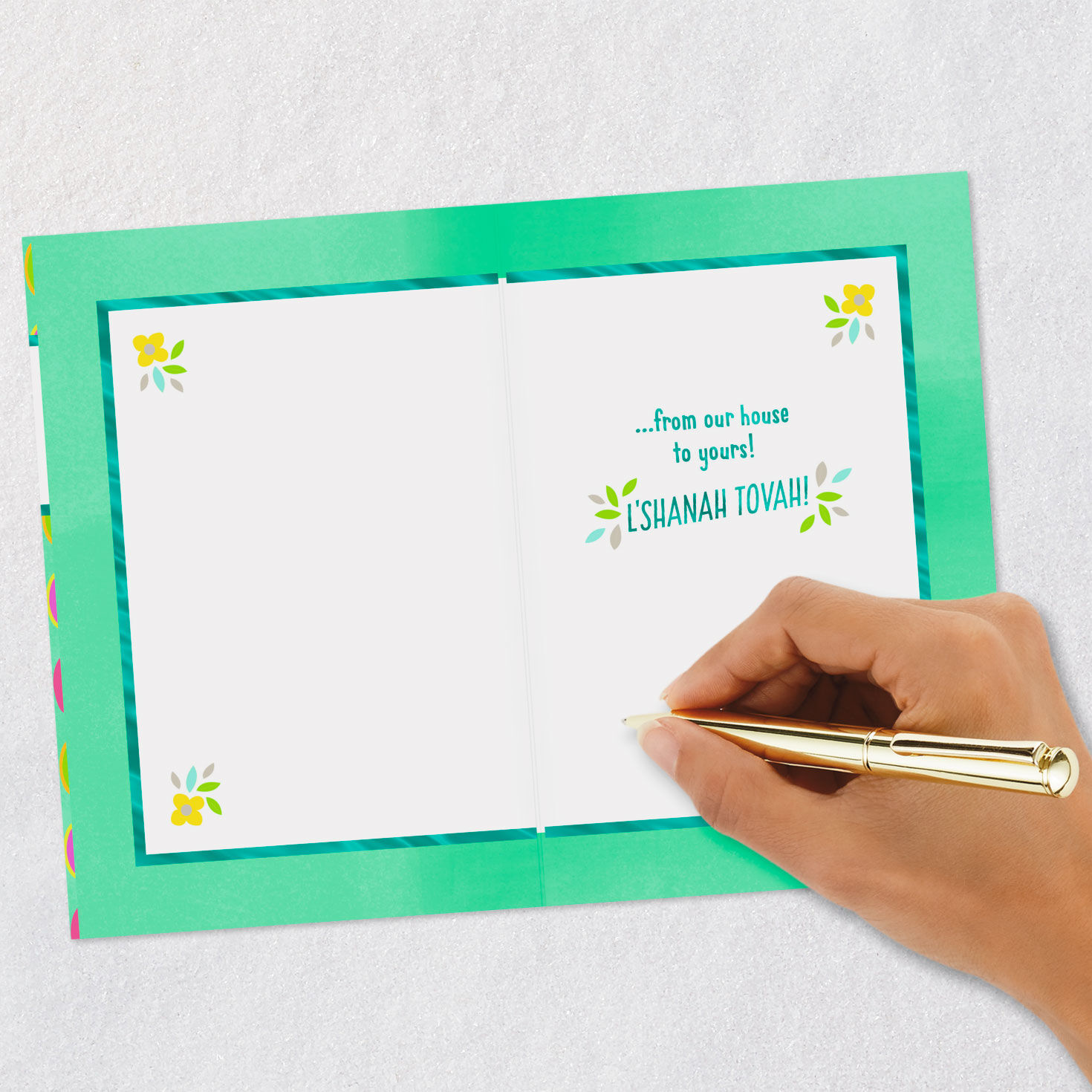 Apples and Flowers Rosh Hashanah Card Signing card image number 6