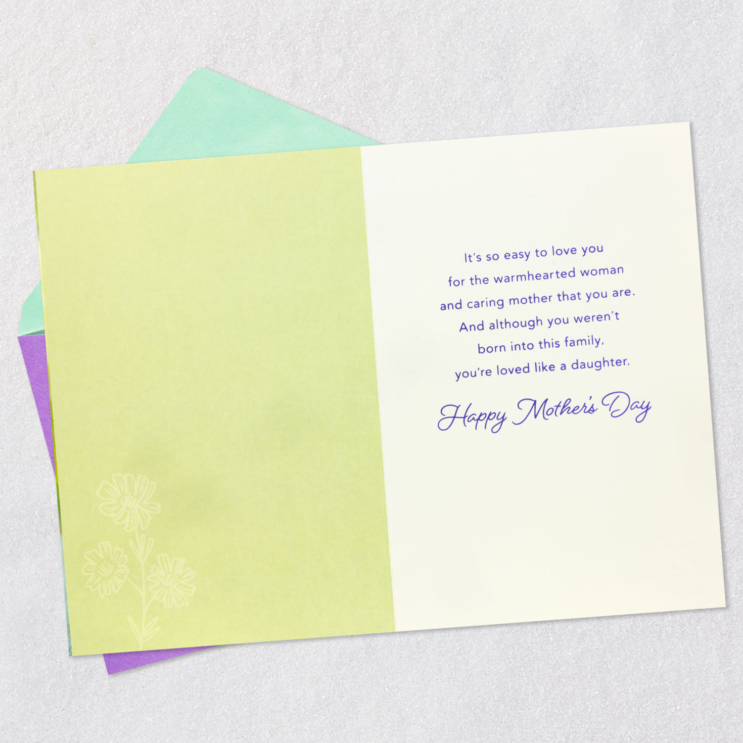 Purple Flowers Mother's Day Card for Daughter-in-Law Open card with envelope image number 3