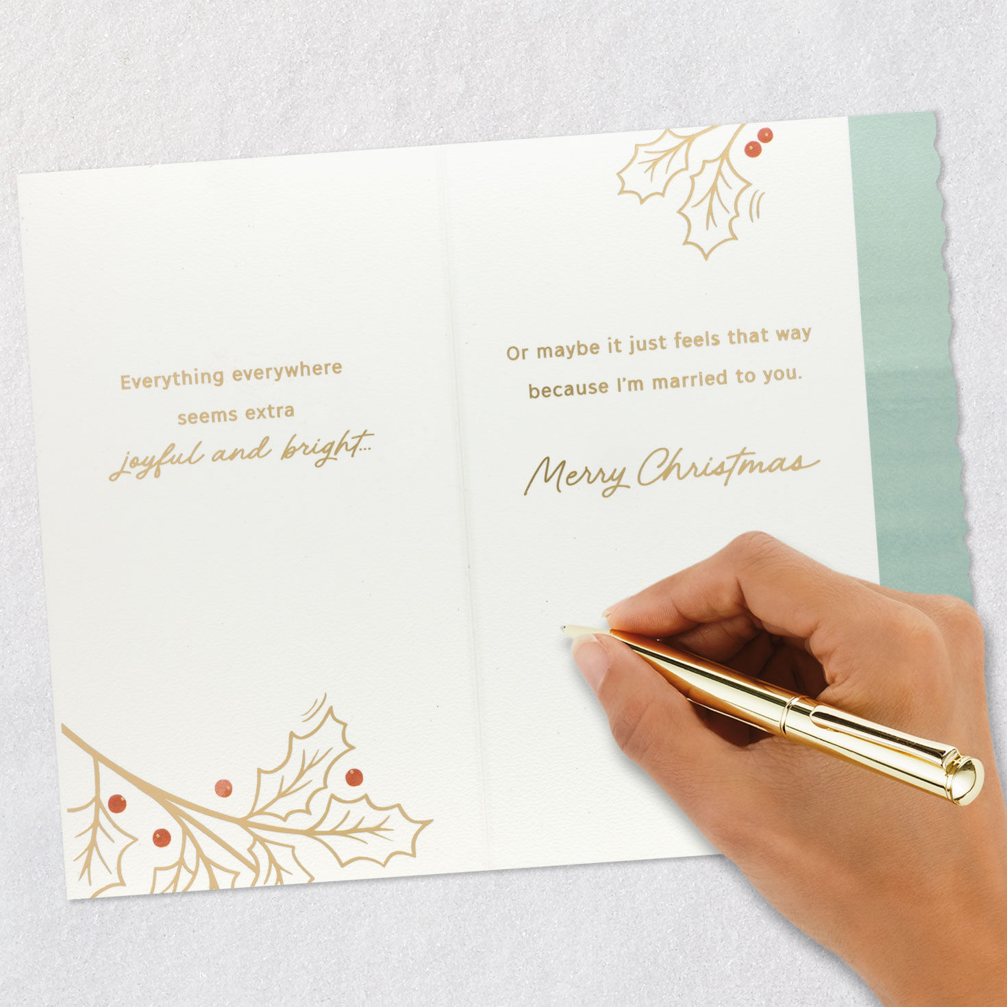 Cardinal Holly Christmas Card for Husband Signing card image number 7