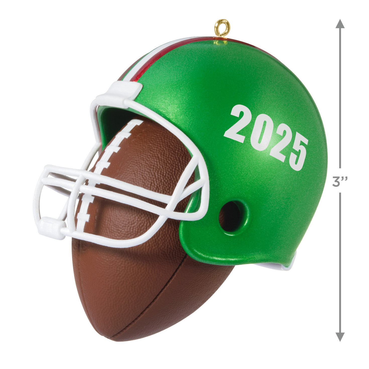 Football Helmet and Ball 2025 Keepsake Ornament measurement image number 3