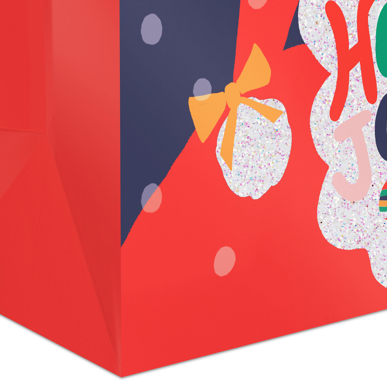 Glittery Santa on Blue Big Holiday Gift Bag Base/Side Detail image number 5