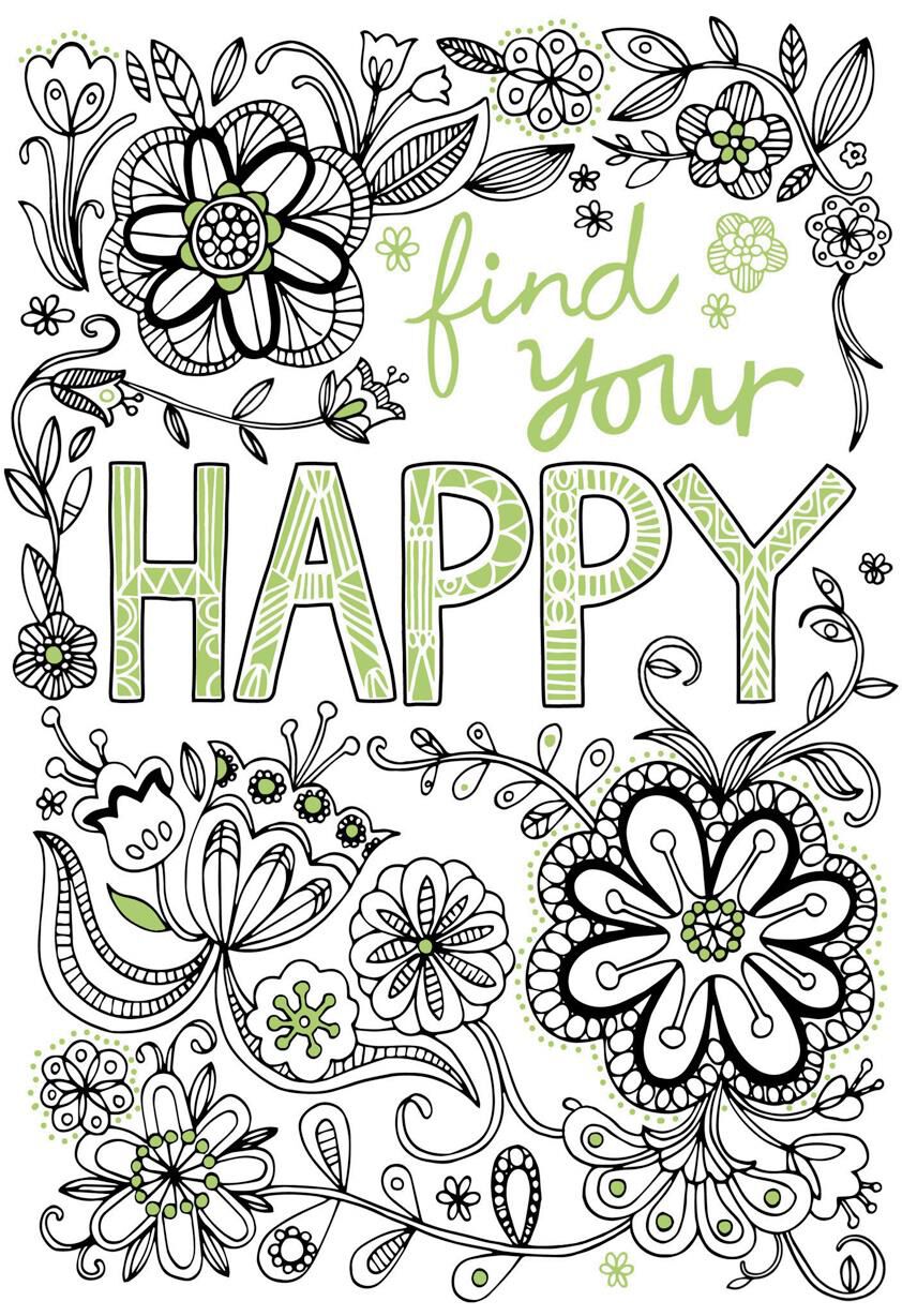 Find Your Happy Encouragement Coloring Card
