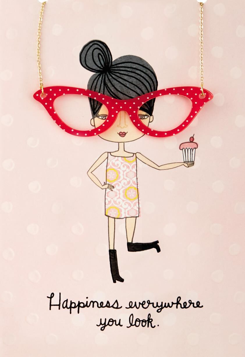 Happy Eyeglasses Necklace Birthday Card