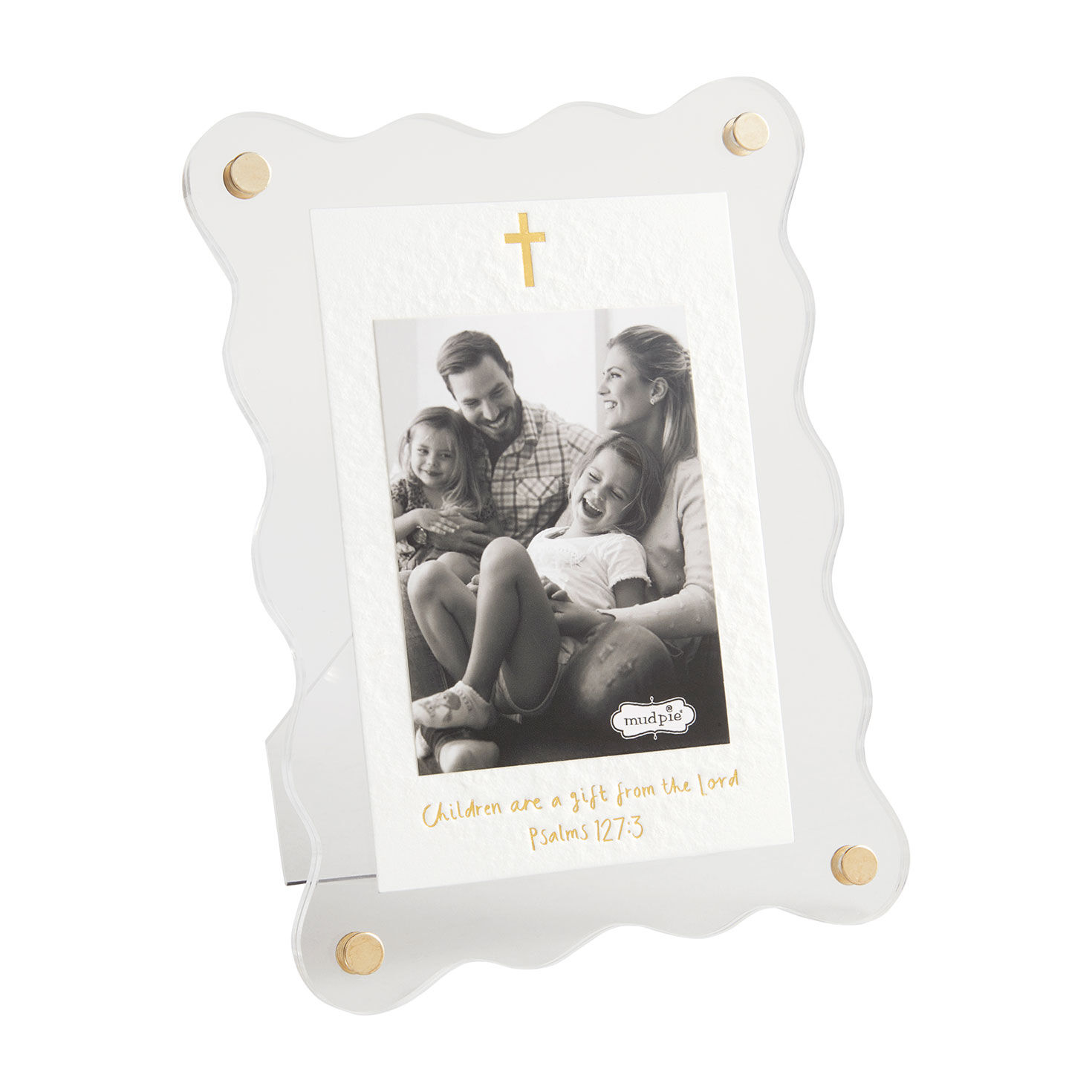 Mud Pie Acrylic Picture Frame With Cross and Bible Verse, 3x4