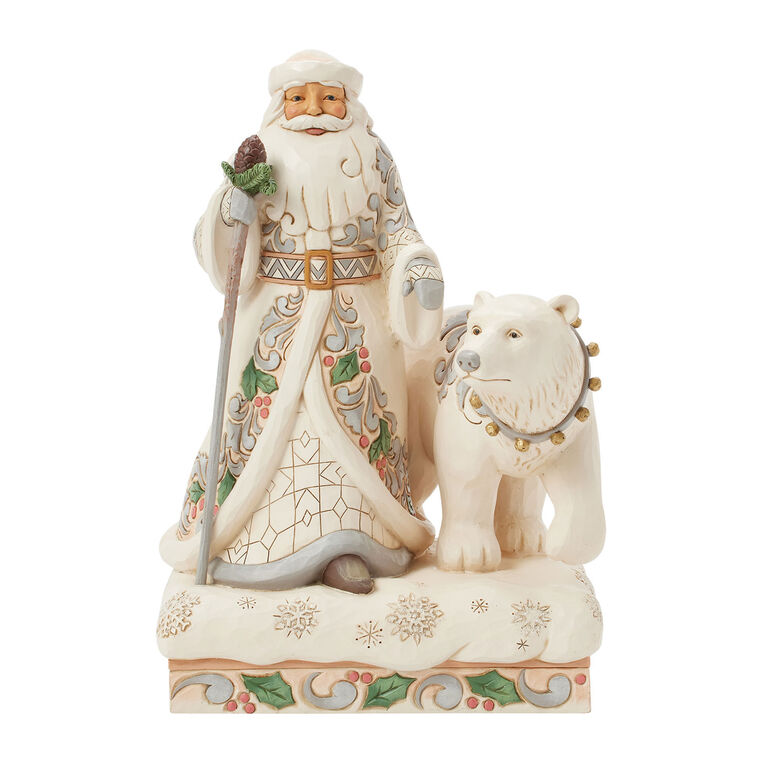 Jim Shore Woodland Santa With Polar Bear Figurine, 10.24"