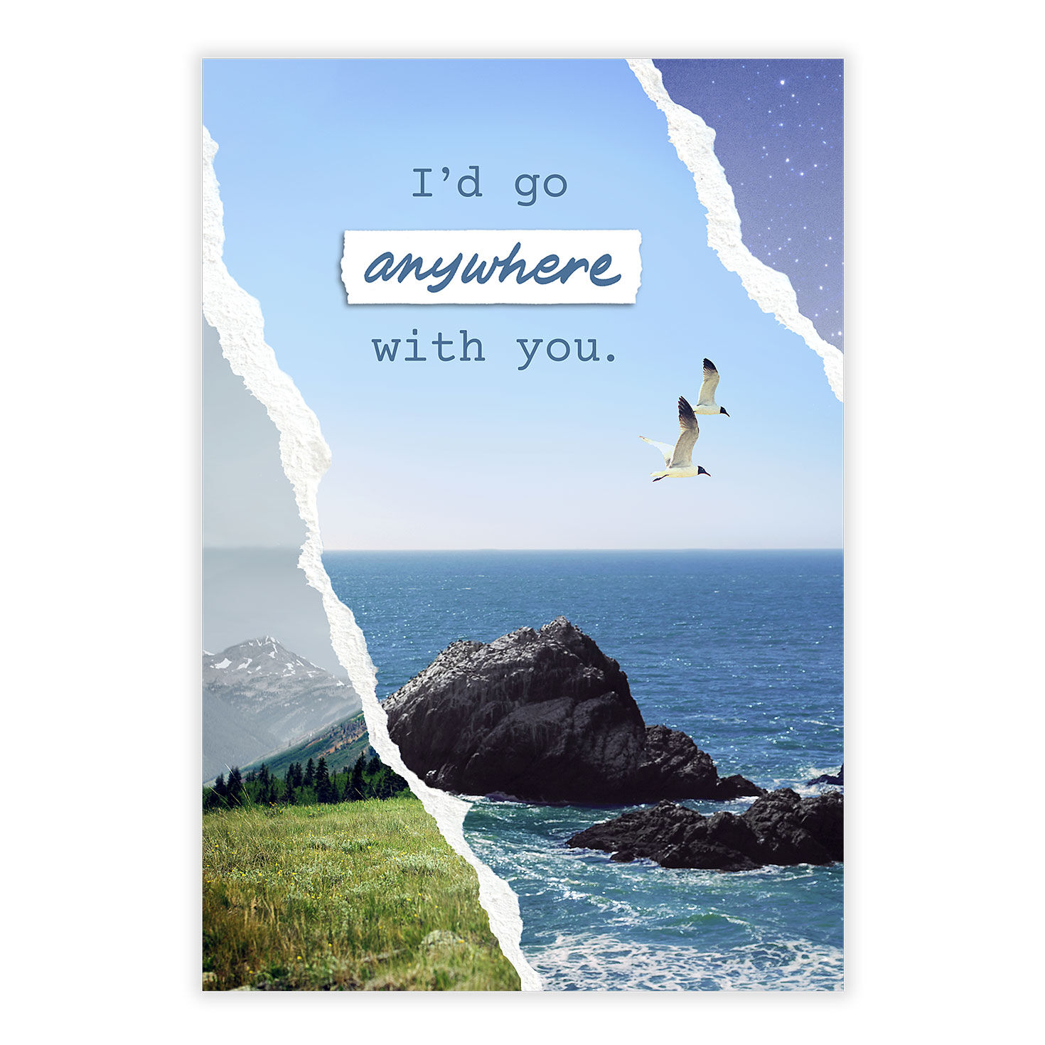 Mountain Ocean Landscapes Personalized Love Card front image number 2