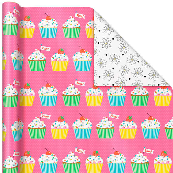 Sweet Birthday 3-Pack Reversible Wrapping Paper, 75 sq. ft. total, , large image number 6