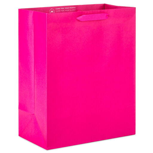 13" Large Hot Pink Gift Bag, Hot Pink