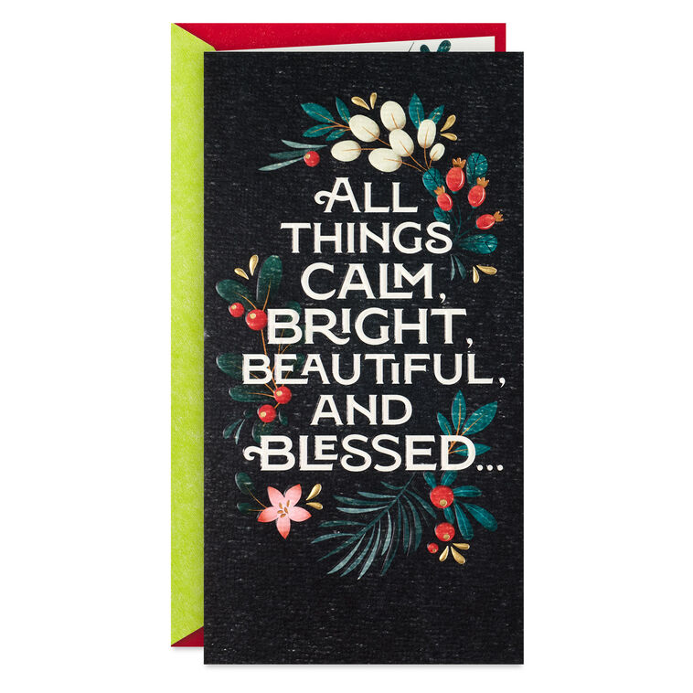 Calm, Bright, Beautiful and Blessed Money Holder Christmas Card
