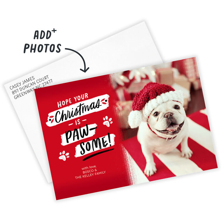 Paw-Some Pet Flat Christmas Photo Card, , large image number 2